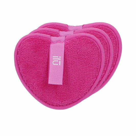 Ilū Reusable Heart shaped Makeup Remover Pads in Pink | 3 pcs