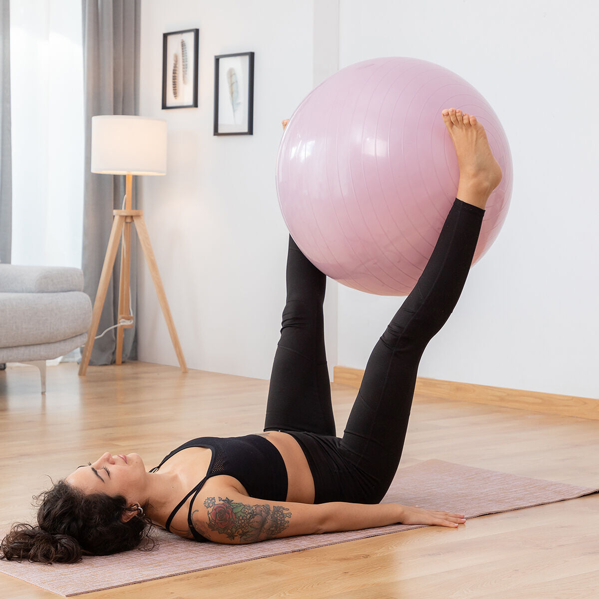 Yoga Ball with Stability Ring and Resistance Bands Ashtanball InnovaGoods